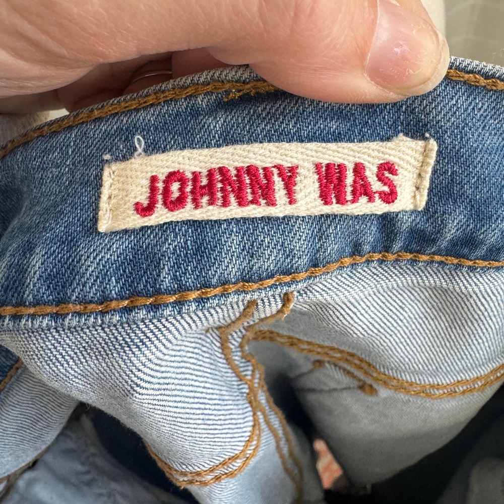 Johnny Was Jeans Women's Size 26 Bohemian Cropped Baby Boot Embroidered Floral - Picture 5 of 9